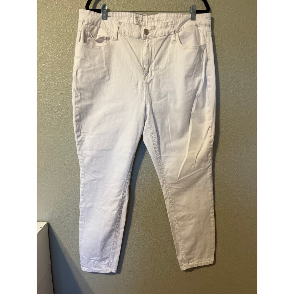 Blue Desire White Cotton Blend Pants - Size 22W